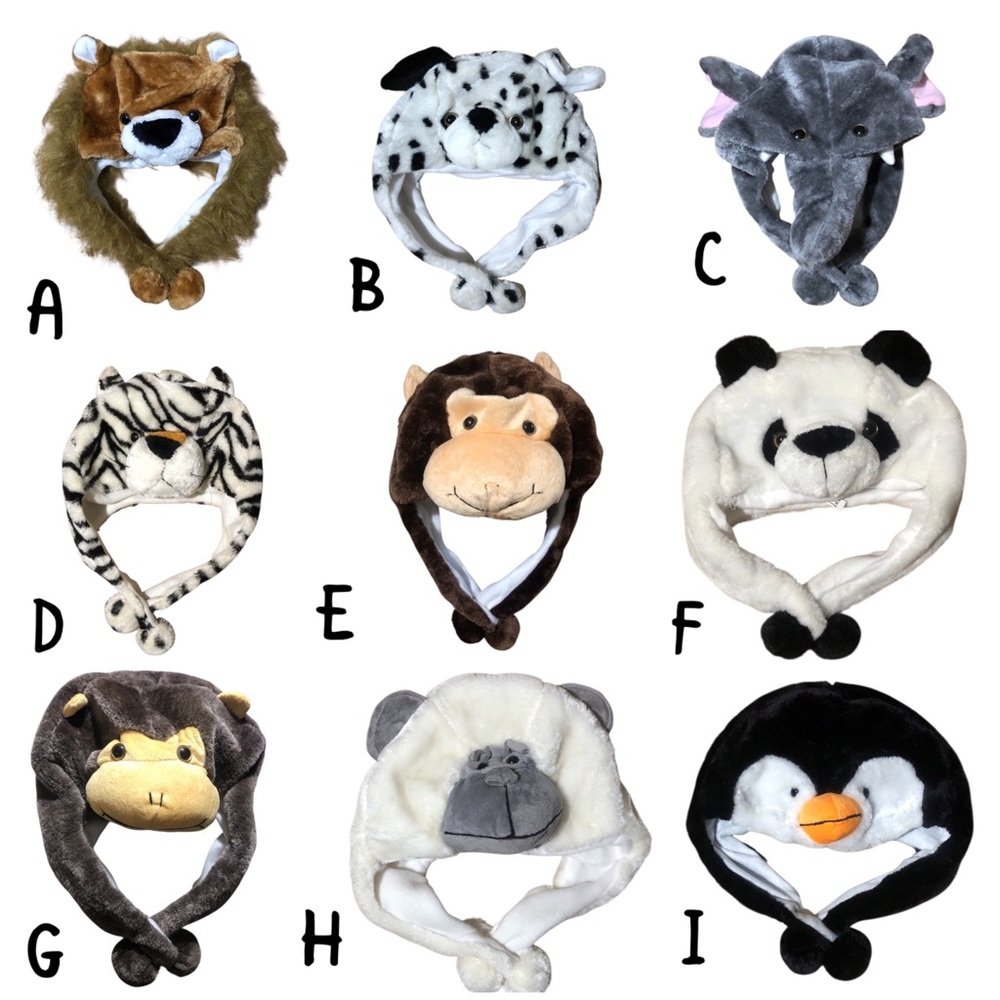 NWOT Plush Fleece Winter Beanie Costume Pom Pom Closure Animal Hat, One Size